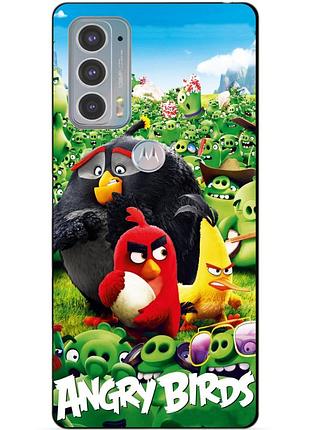Силіконовий чохол бампер для motorola edge 20 з малюнком angry birds енгрі бердс