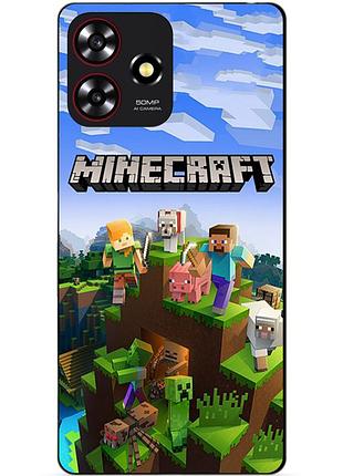 Чехол силиконовый бампер для zte blade a73 с рисунком minecraft майнкрафт