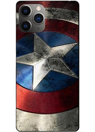 Силиконовый чехол бампер для iphone 11 pro max с рисунком капитан америка супергерой marvel