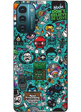 Силиконовый чехол бампер для nokia g21 с рисунком стикеры