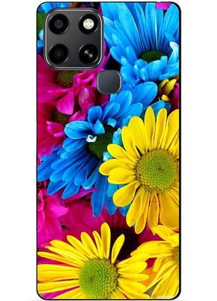 Чехол силиконовый бампер для infinix smart 6 с рисунком хризантемы цветы
