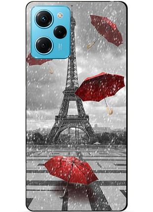 Силиконовый чехол бампер для xiaomi redmi note 12 pro speed edition с рисунком дождь в париже франция эйфелева