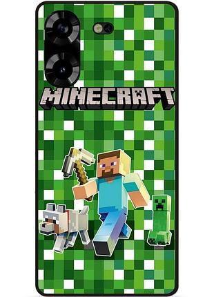 Силіконовий чохол бампер для tecno pova 5 стів minecraft кріпер майнкрафт