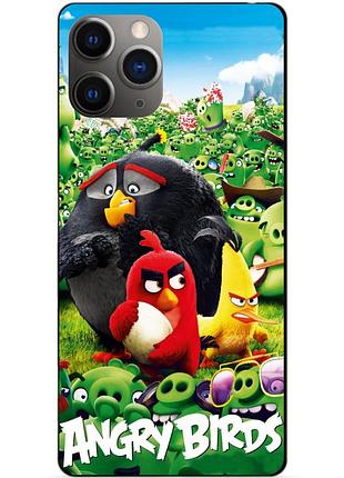Силиконовый чехол бампер для iphone 11 pro max с рисунком angry birds энгри бердс