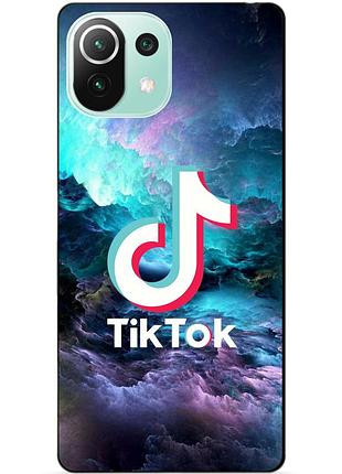 Силиконовый чехол бампер для xiaomi mi 11 lite с рисунком tik tok тик ток