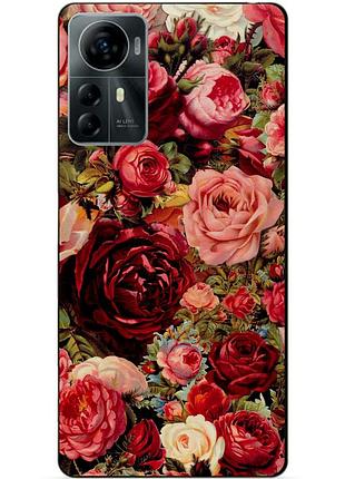 Силиконовый чехол бампер для zte blade a72s с рисунком красные розы цветы
