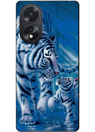 Силиконовый чехол бампер для oppo a18 с рисунком тигры