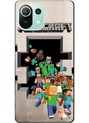 Силіконовий чохол бампер для xiaomi mi 11 lite з картинкою minecraft майнкрафт