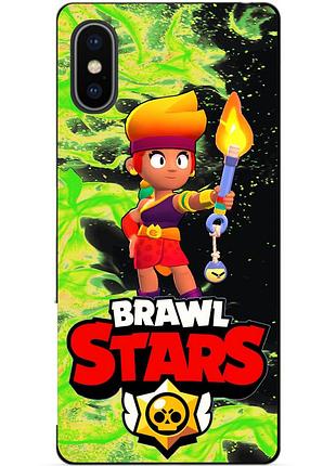 Силиконовый чехол бампер для iphone x 10 с героем бравл амбер