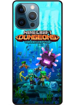 Чехол силиконовый бампер для iphone 15 pro max с рисунком майнкрафт minecraft