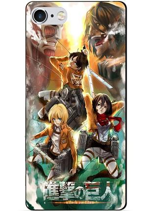 Силиконовый чехол бампер для iphone 6 с рисунком атака на титанов attack on titan