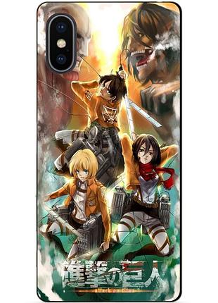 Силіконовий чохол бампер для iphone xs max з малюнком атака на титанів attack on titan