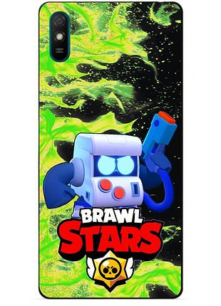 Силіконовий бампер чохол для xiaomi redmi 9a з героєм бравл 8-біт