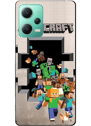 Силиконовый чехол бампер для xiaomi redmi note 12 5g с картинкой minecraft майнкрафт