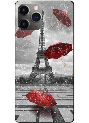 Силіконовий чохол бампер для iphone 11 pro max з малюнком дощ у парижі франція ейфелева вежа