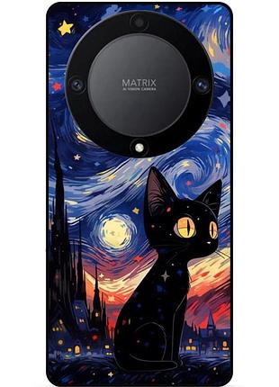 Чехол силиконовый бампер для huawei honor magic 6 lite с рисунком котик звездная ночь ван гог