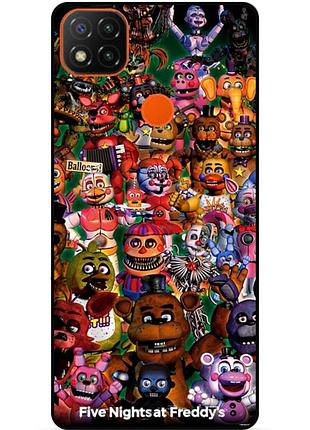 Чехол силиконовый бампер для xiaomi redmi 9c с рисунком аниматроники freddy фредди