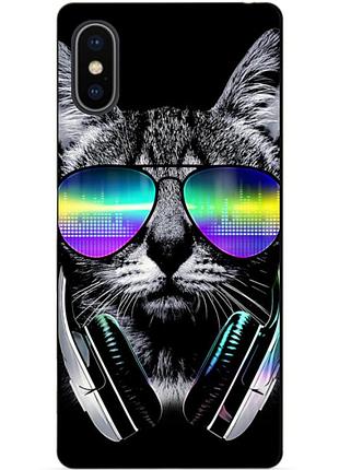Силіконовий чохол бампер для iphone xs з малюнком музичний кіт