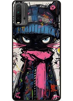 Чехол силиконовый бампер для xiaomi redmi 9t с рисунком кот аниме marvel