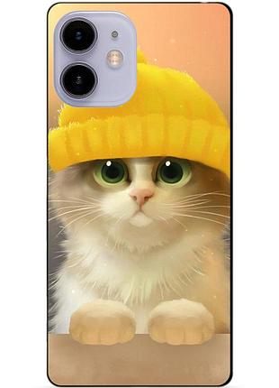 Силиконовый чехол бампер для iphone 11 с рисунком котик в шапке