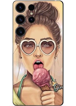 Чехол силиконовый бампер для samsung s23 ultra с рисунком мороженое