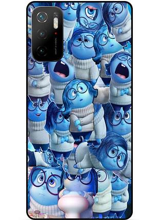 Чехол силиконовый бампер для xiaomi poco m3 pro с рисунком головоломка печаль