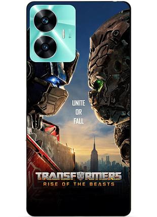 Силиконовый чехол бампер для realme c55 с рисунком звероботы трансформеры transformers