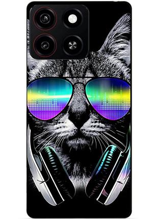 Силіконовий чохол бампер для zte blade a35 з малюнком музичний кіт