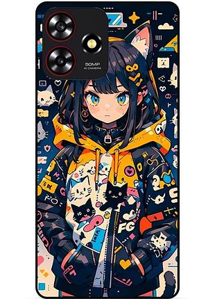 Чехол силиконовый бампер для zte blade a73 с рисунком котики аниме