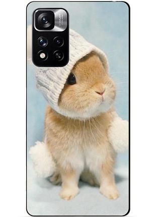 Силіконовий чохол бампер для xiaomi redmi note 11 pro plus 5g з малюнком зайчик у шапці