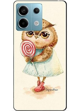 Силіконовий чохол бампер для xiaomi redmi note 13 pro 5g з малюнком совонька