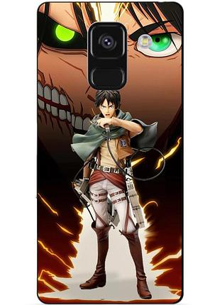 Чехол силиконовый бампер для samsung a8 plus с рисунком атака титанов attack on titan