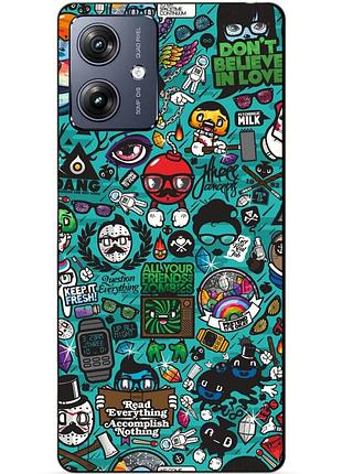 Силіконовий чохол бампер для motorola moto g54 power з малюнком стикери