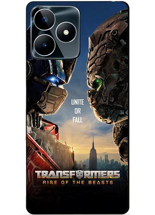 Силиконовый чехол бампер для realme c53 с рисунком звероботы трансформеры transformers