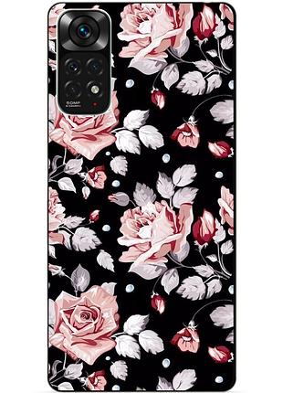 Силиконовый чехол бампер для xiaomi redmi note 11s / note 11 с рисунком розы цветы