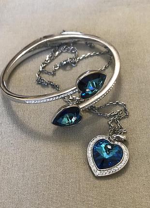 Розкішний комплект браслет з кулоном з кристалами swarovski