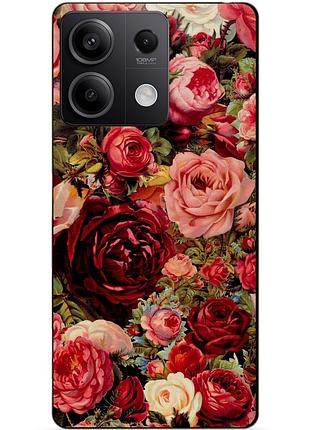 Чехол силиконовый бампер для xiaomi poco m6 pro 4g с рисунком красные розы цветы