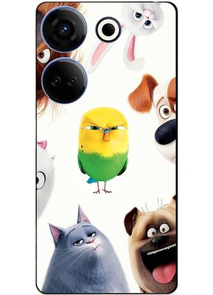 Чехол силиконовый бампер для tecno camon 20 pro с рисунком тайная жизнь домашних животных