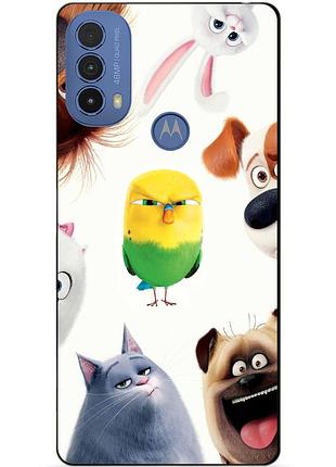 Силиконовый чехол бампер для motorola moto e20 с рисунком тайная жизнь домашних животных
