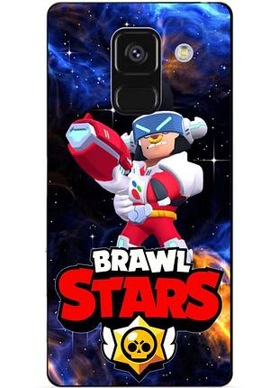 Чехол силиконовый бампер для samsung a8 plus с героем космический бравл булл
