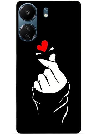 Силиконовый чехол бампер для xiaomi redmi 13c с рисунком знак любви