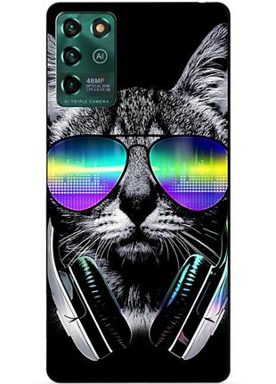 Чехол силиконовый бампер для zte blade v30 vita с рисунком музыкальный кот