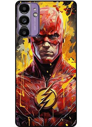 Чехол силиконовый бампер для samsung s21 fe с рисунком flash marvel человек молния