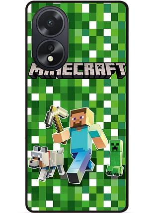 Силиконовый чехол бампер для oppo a18 стив minecraft крипер майнкрафт