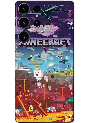 Чехол силиконовый бампер для samsung s23 ultra игра minecraft майнкрафт