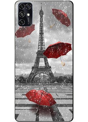 Силіконовий чохол бампер для zte blade v2020 smart з малюнком дощ у парижі франція ейфелева вежа