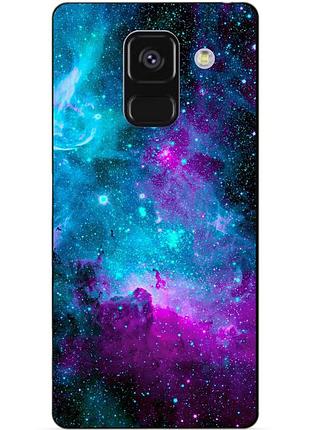 Чехол силиконовый бампер для samsung a8 plus с рисунком галактика космос