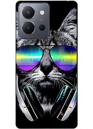 Силиконовый чехол бампер для vivo y36 с рисунком музыкальный кот