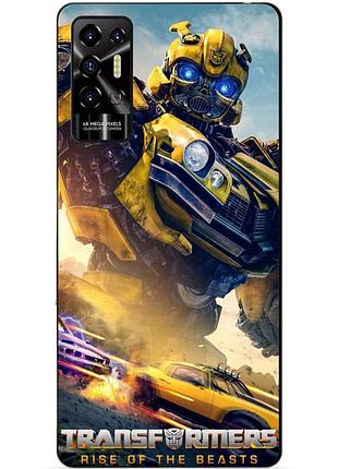 Силиконовый чехол бампер для tecno pova 2 с рисунком bumblebee бамблби трансформеры