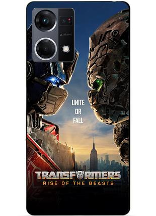 Силиконовый чехол бампер для oppo reno 7 с рисунком звероботы трансформеры transformers